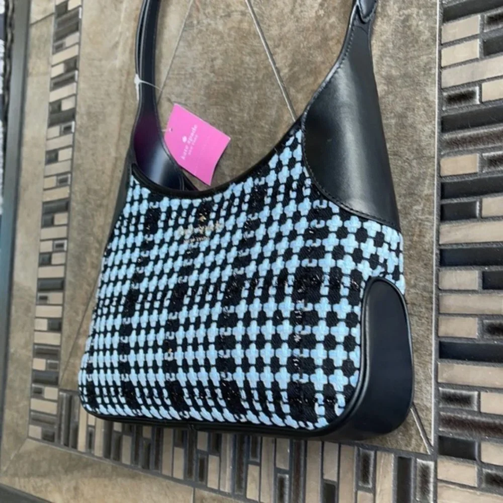 Kate Spade Crossbody Tweed Fabric Blue Multi - Picture 2 of 15